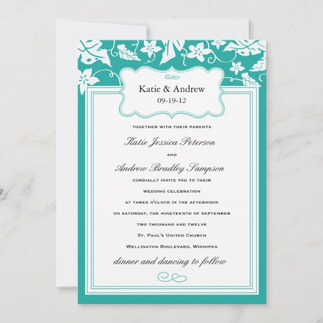 Classy Tropical Wedding Einladung Template (Vorderseite)