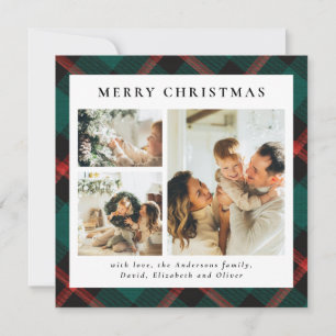 Classy Typografy Green Kariert Foto Weihnachten