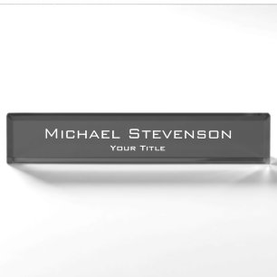 Classy Unique Gray Trendy Elegant Desk Namplate Namensplakette