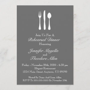Classy Utensils Probe Dinner Invite (grau) Einladung
