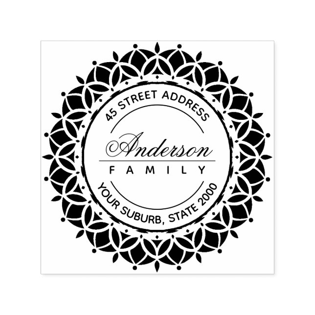 CLASSY VERZIERT CUSTOM FAMILIENNAME RÜCKSENDEADRES PERMASTEMPEL (Design)