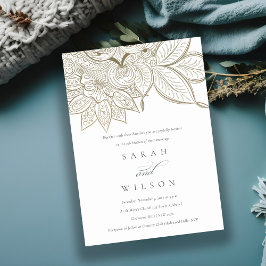 Classy Verziert Paisley Ivory Gold Wedding Einladu Dankeskarte