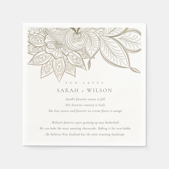 Classy Verziert Paisley Ivory Gold Wedding Fun Fak Serviette (Vorderseite)