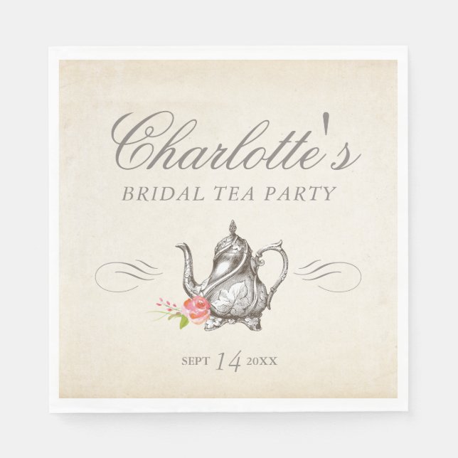 Classy Vintag Bridal Tea Party Napkins Serviette (Vorderseite)