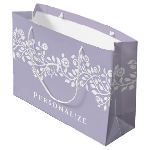 Classy Vintag Floral Arabesque Boho Dusty Lila Große Geschenktüte