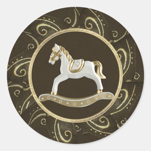 Classy Vintag Rocking Horse Festive Stickers (Vorderseite)