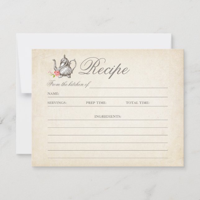 Classy Vintag Tee Party Rezept Karte (Vorderseite)