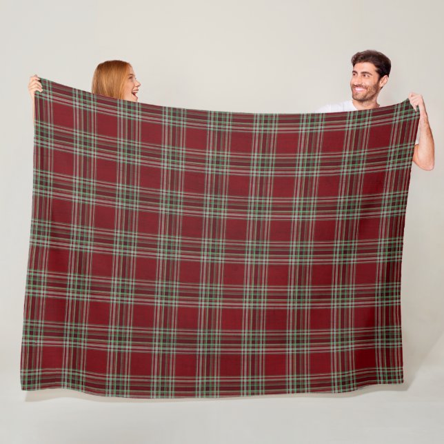 Classy Vintage Red Green Textured Tartan Plaid  Fleecedecke (Beispiel)