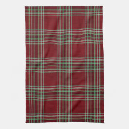 Classy Vintage Red Green Textured Tartan Plaid  Geschirrtuch