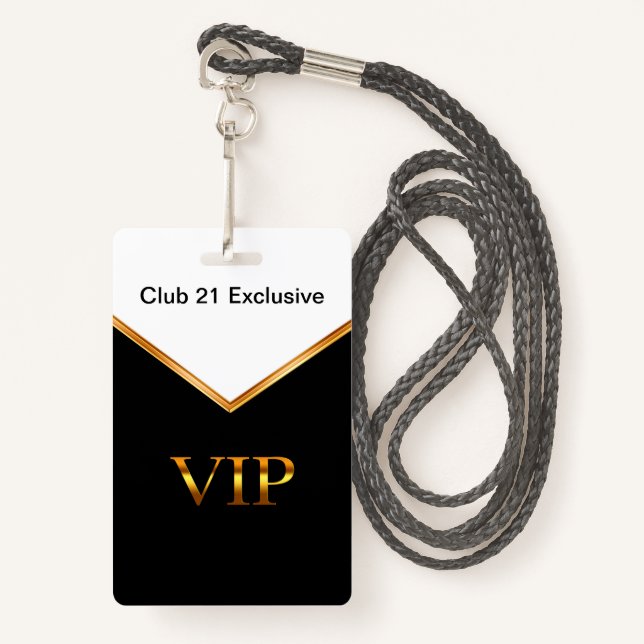 Classy VIP Club Wearable Nom d'entrée Badges (Devant avec lanière)