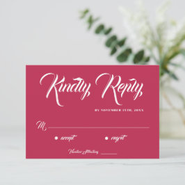 Classy Viva Magenta Calligraphy Sunset Theme RSVP Karte