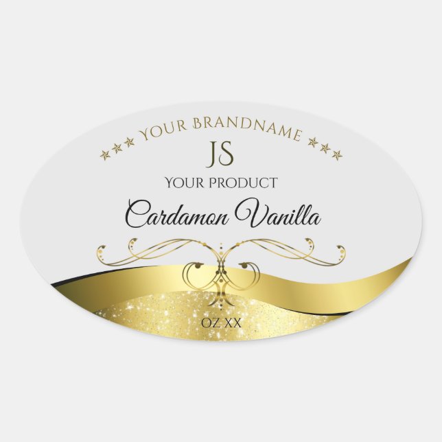 Classy Wavy Gold Décor Clair gris Étiquette (Devant)