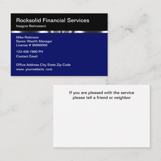 Classy Wealth Management Finanzdienstleistungen Visitenkarte (Vorne/Hinten)