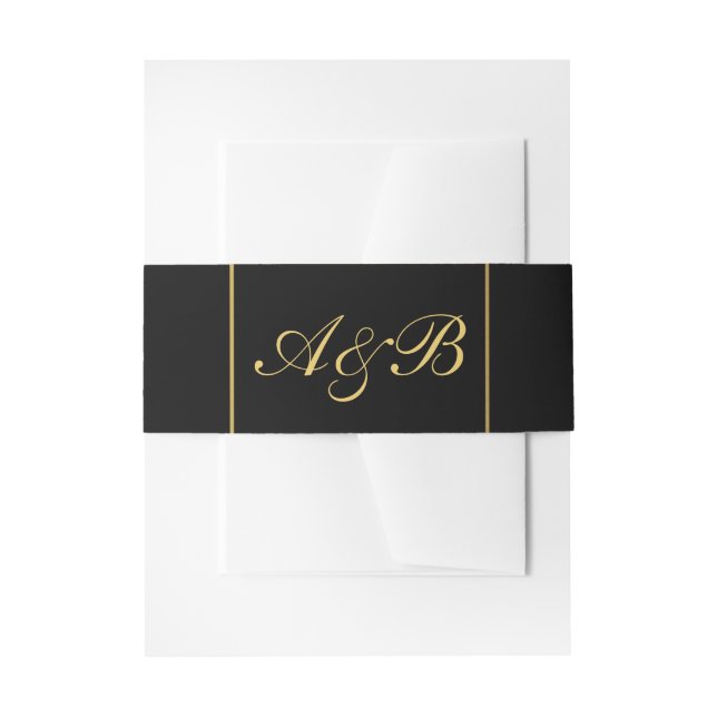 Classy Wedding Bly Band Gold Initials Black (Vorderseite Beispiel)
