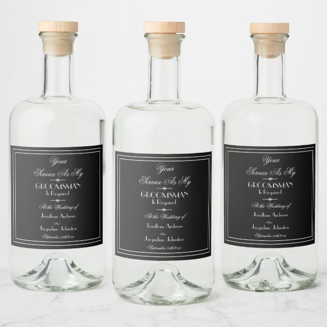 Classy Wedding werden Sie mein Trauzeuge Vorschlag Alkoholflaschenetikett (Flaschen)