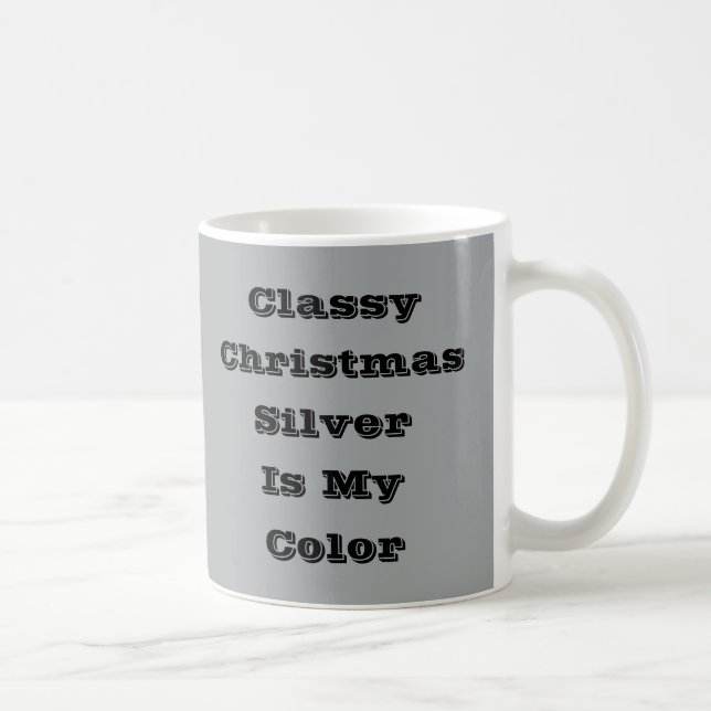 Classy Weihnachten Silver Winter Solid Color Kaffeetasse (Rechts)