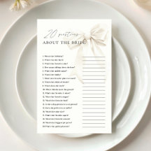 Classy White Bow 20 Fragen zum Bride Game
