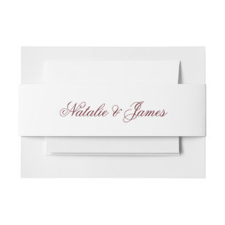 Classy White Burgundy Old Money Fancy Wedding Einladungsbanderole