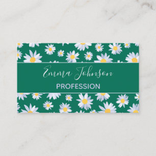 Classy White Daisy Blume Botanisches Grünes Desig Visitenkarte