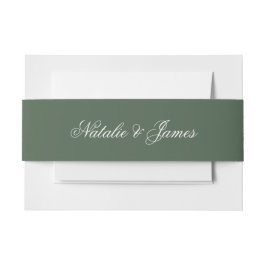 Classy White Emerald Green Old Money Fancy Wedding Einladungsbanderole