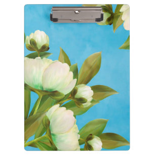 Classy White Peonies Floral Bouquet Klemmbrett
