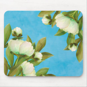 Classy White Peonies Floral Bouquet Mousepad