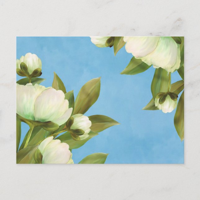 Classy White Peonies Floral Bouquet Postkarte (Vorderseite)