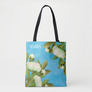 Classy White Peonies Floral Bouquet Tasche
