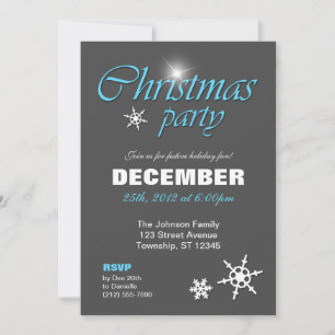 Classy Winter Blue Christmas Party Invitations