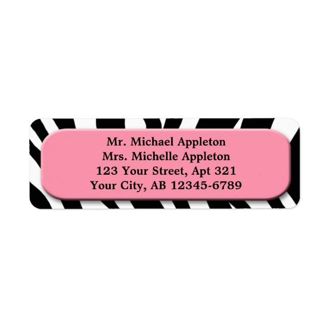 Classy Zebra Print Pink Address Labels (Vorne)