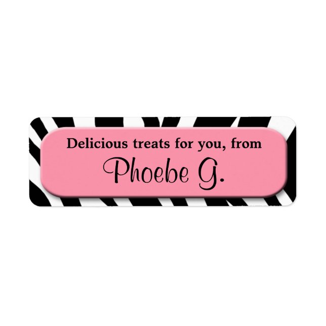 Classy Zebra Print Pink Kitchen Baking Labels (Vorne)