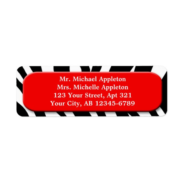Classy Zebra Print Red Address Labels (Vorne)
