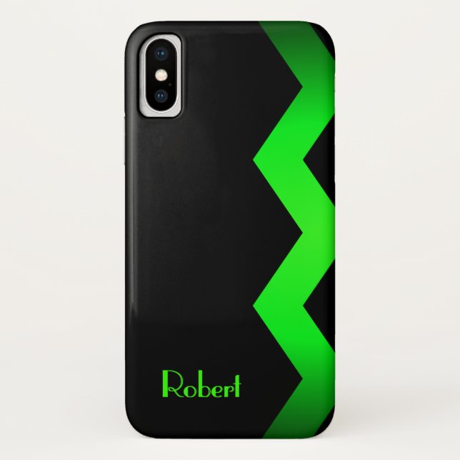 Classy Zig zag Green Personalisiert Case-Mate iPhone Hülle (Rückseite)