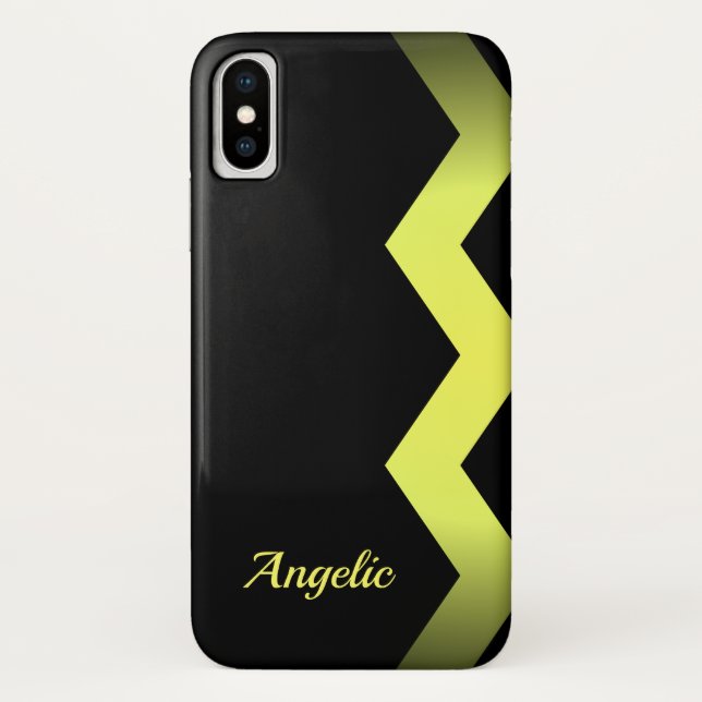 Classy Zig zag Yellow Personalisiert Case-Mate iPhone Hülle (Rückseite)