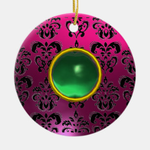 CLASSYBLACK PINK LILA FUCHSIA DAMASK GEM KERAMIKORNAMENT