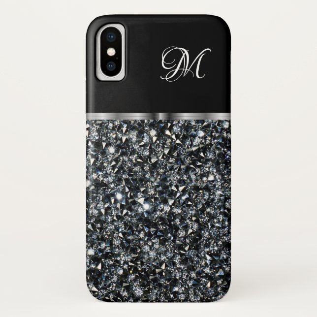 Classys Ladys Imitats Kristall Jewel Monogram Case-Mate iPhone Hülle (Rückseite)