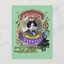 Claude Depussy Funny Cat Animal Composer Debussy Postkarte