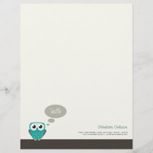 Claude, die kleine Eule, personalisierbarer Briefk Briefbogen