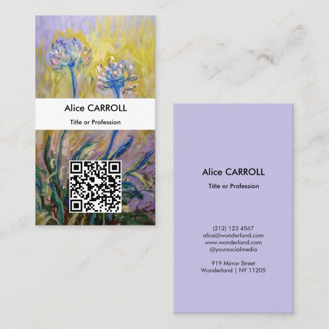 Claude Monet - Agapanthus - QR-Code Visitenkarte (Vorne/Hinten)