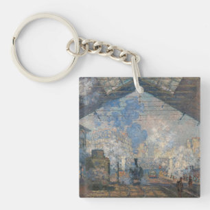 Claude Monet - Außenansicht des Bahnhofs Saint-Laz Schlüsselanhänger
