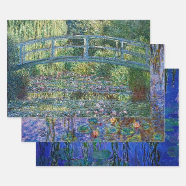 Claude Monet - Auswahl der Meisterwerke der Wasser Geschenkpapier Set (Set)