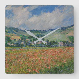 Claude Monet beim Malen, Mohnfeld bei Giverny Quadratische Wanduhr