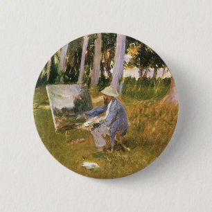 Claude Monet beim Malen, Waldrand von Sargent Button