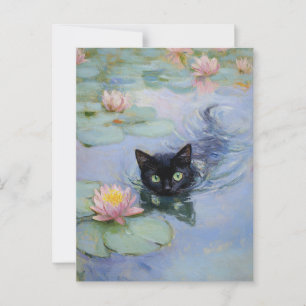 Claude Monet Black Cat Vintage Postkarte