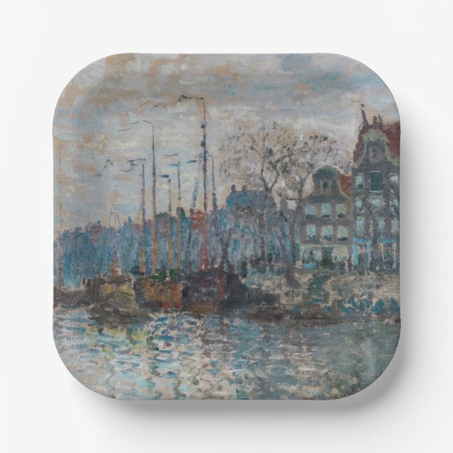 Claude Monet - Blick auf Amsterdam Pappteller (Vorderseite)