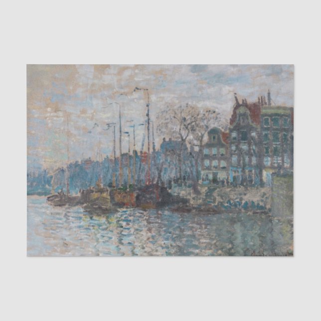 Claude Monet - Blick auf Amsterdam Seidenpapier (Vorderseite)