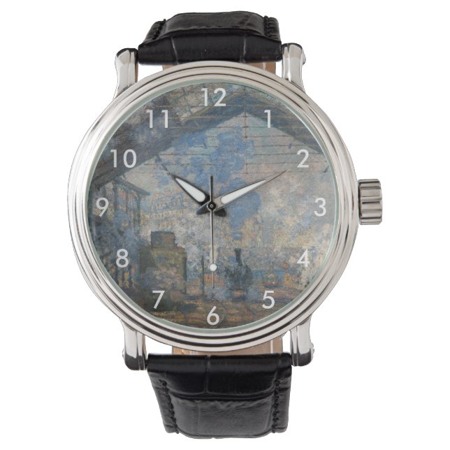 Claude Monet - Blick auf den Bahnhof Saint-Lazare Armbanduhr (Vorderseite)