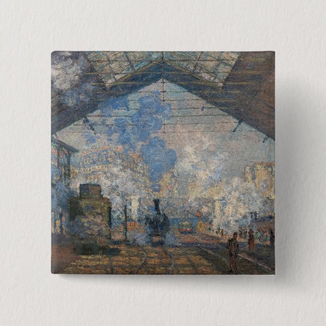 Claude Monet - Blick auf den Bahnhof Saint-Lazare Button (Vorderseite)