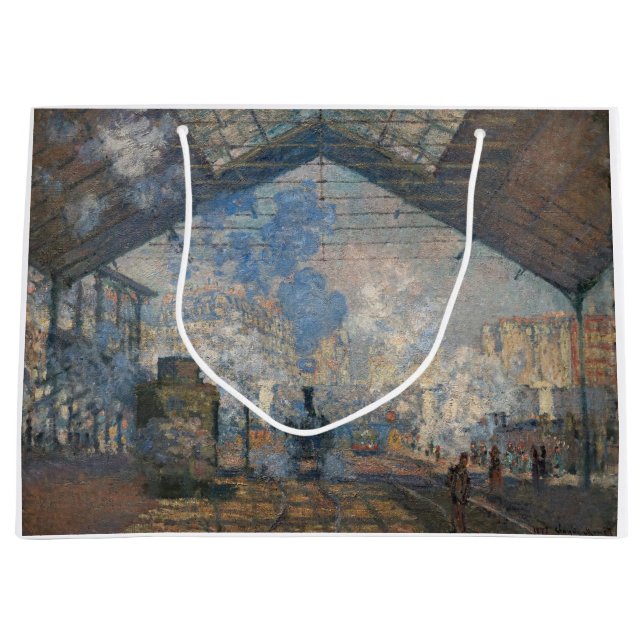 Claude Monet - Blick auf den Bahnhof Saint-Lazare Große Geschenktüte (Vorderseite)