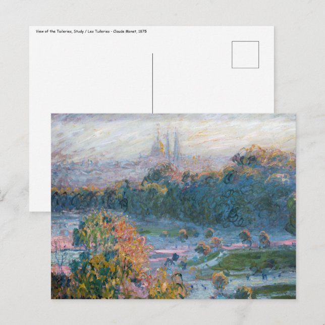 Claude Monet - Blick auf die Tuilerien, Studie Postkarte (Vorne/Hinten)